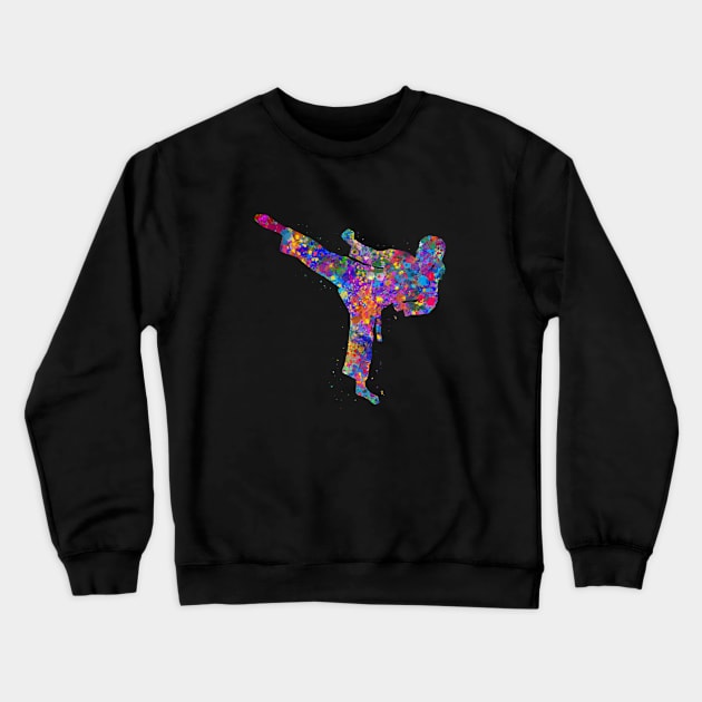 Taekwondo girl watercolor art Crewneck Sweatshirt by Yahya Art